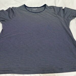 Lands' End Navy and White Striped Short Sleeve Tee
